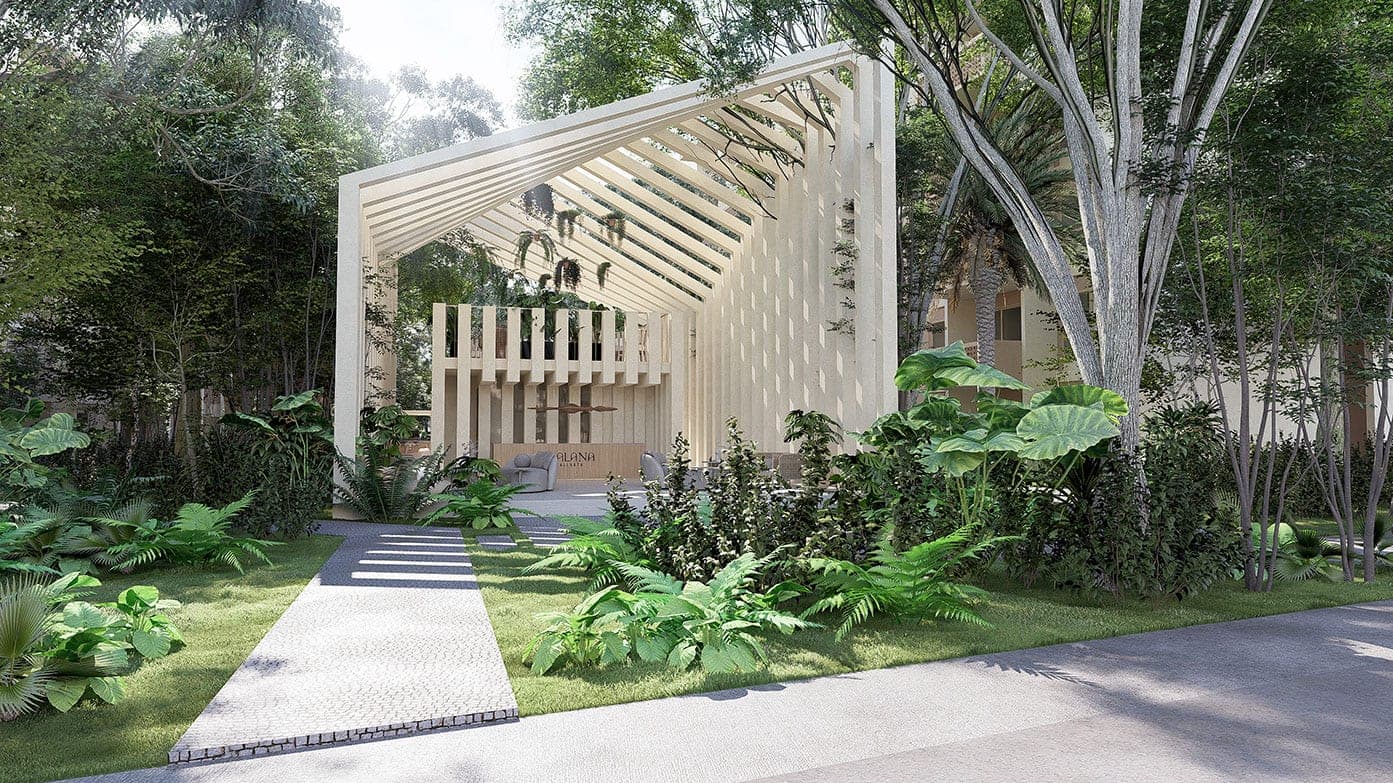 Pérgola y jardín